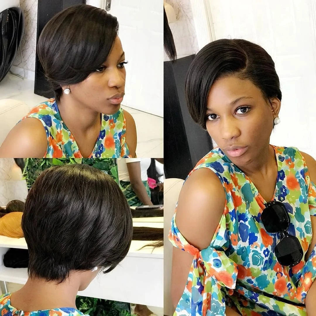 Short Bob Pixie Cut Wig Lace Frontal Straight Transparent Lace Front Human Hair Wigs For Black Women Preplucked Brazilian Hair