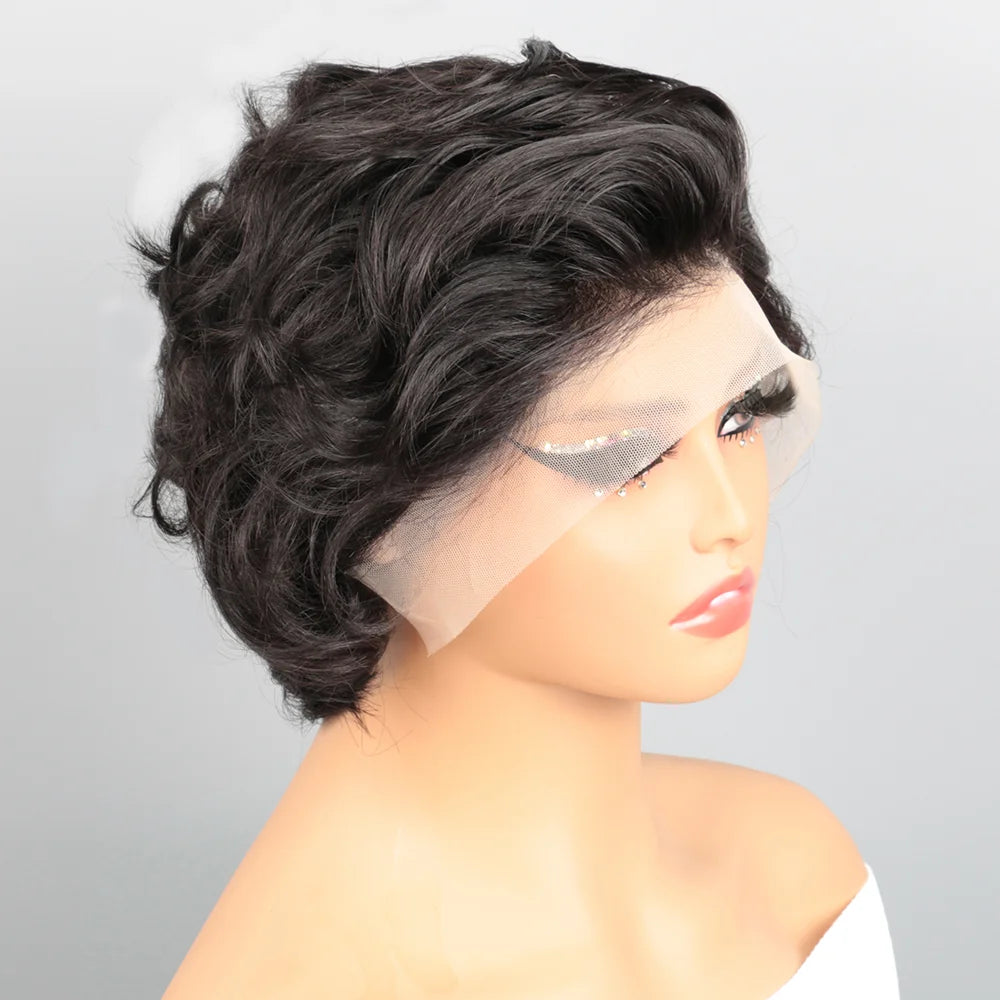 Pixie Cut Wig Human Hair Straight13X4 HD Lace Front Wigs Wear and Go Glueless Wigs Human Hair Short Curly Natural Wigs for Woman